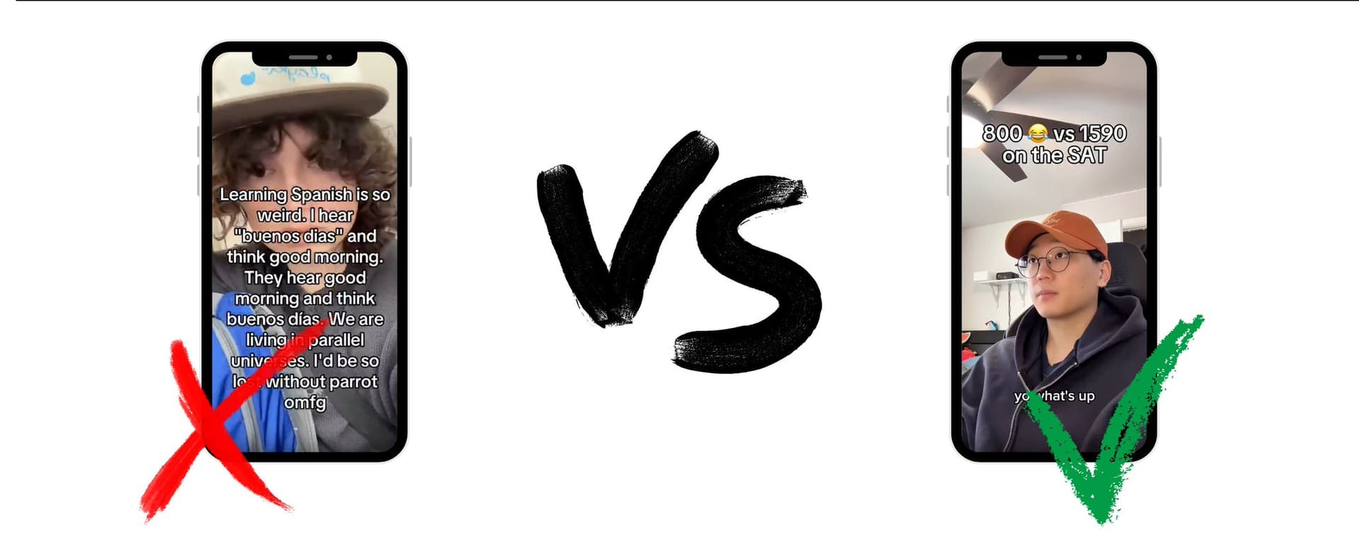 Text-on-screen vs talking-head storytelling, side by side comparison